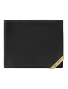Fashionhunters Black and dark brown horizontal men's wallet with accent