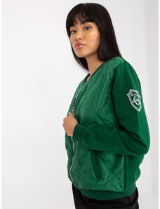 Fashionhunters Temno zelena ženska bombniška jopica s šivi RUE PARIZ