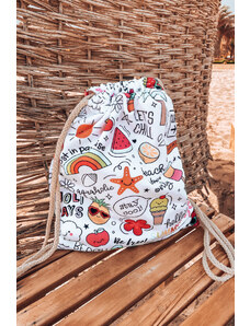 Kesi Backpack Bag Towel 3in1 Color Print White