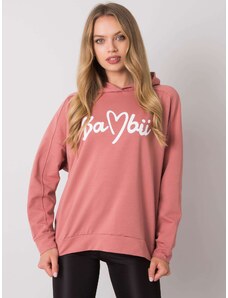 Fashionhunters Dusty pink women's sweatshirt with pockets
