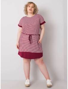 Fashionhunters Lady's brown-and-white striped dress