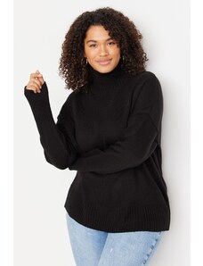 Trendyolova krivulja Črna želva z ramenskega puloverja za pletenine
