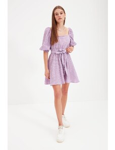 Trendyol vijolična pasu mini tkana tkana obleka