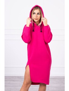 Kesi Dress with hood and slit on the side of fuchsia color