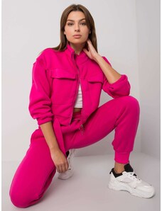 Fashionhunters Women's Fuchsia Sweatshirt with Zip Closure