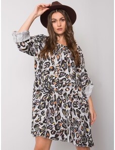 Fashionhunters Light gray women's dress with patterns