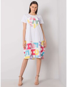 Fashionhunters White loose dress with prints