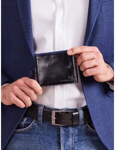Fashionhunters Men's Black horizontal open wallet with cobalt inset