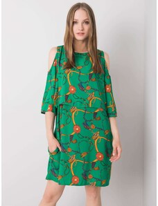 Fashionhunters RUE PARIS Green patterned dress