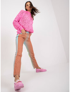 Fashionhunters Classic pink openwork sweater with wool RUE PARIS