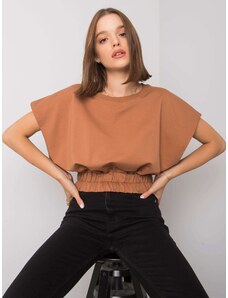 Fashionhunters Light brown short-sleeved sweatshirt
