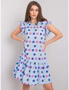 Fashionhunters Lady's blue floral dress with frill