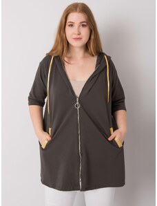 Fashionhunters Khaki sweatshirt plus size with zipper Lounes