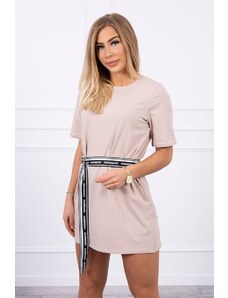 Kesi Dress with a decorative belt of beige color