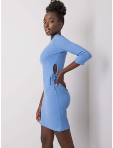 Fashionhunters Blue ribbed mini dress