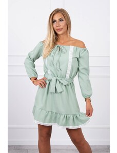 Kesi Dress on shoulders and lace light green