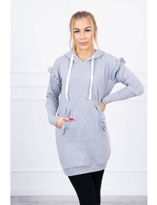 Kesi Dress with decorative ruffles and a hood of gray color