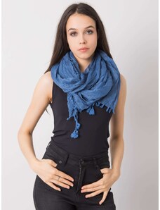 Fashionhunters Dark blue women's scarf with fringe