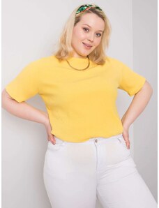 Fashionhunters Yellow striped blouse plus sizes