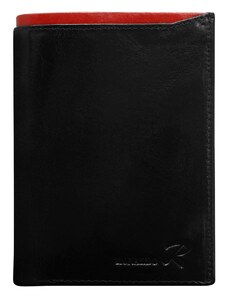 Fashionhunters Men's black leather wallet with red module
