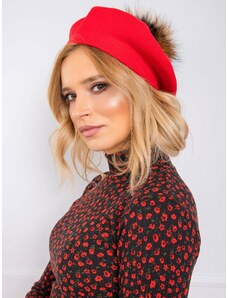 Fashionhunters Red beret with pompom
