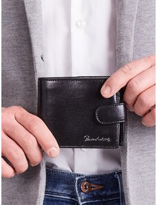 Fashionhunters Men's Horizontal Black Leather Wallet