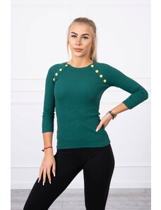 Kesi Blouse with decorative buttons dark green