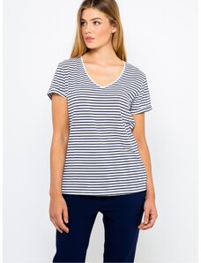 Blue and white striped basic T-shirt CAMAIEU - Women