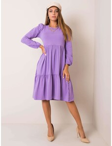 Fashionhunters RUE PARIS Svetlo vijolična bombažna obleka