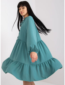 Fashionhunters Sea dress with frills and long sleeves