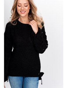 Kesi Women's knitted sweater with bows - black,