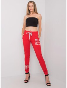Fashionhunters Women's red sweatpants with inscription