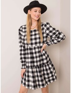 Fashionhunters Black and white checked flannel dress