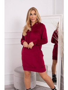 Kesi Velor dress with a hood of maroon color