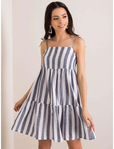 Fashionhunters Dress with white and dark blue stripes