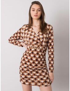 Fashionhunters Brown velor dress with Montilla patterns