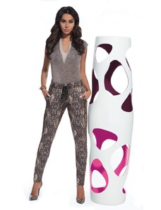 Bas Bleu Women's pants NAYA in snake print with a tie at the waist
