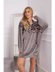 Kesi Velor dress with leopard pattern gray