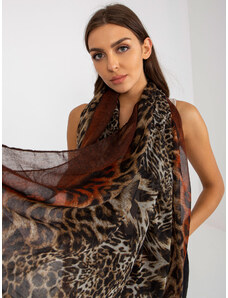 Fashionhunters Brown and dark orange scarf with print
