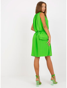 Fashionhunters Light green airy dress of one size with elastic at the waist