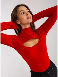 Fashionhunters Basic red blouse with turtleneck and neckline
