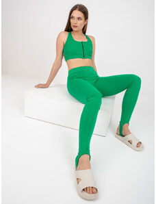 Fashionhunters Basic green leggings with a strap under the foot