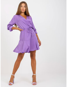 Fashionhunters Purple ruffle minidress made of artificial satin