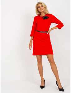 Fashionhunters Bright red pencil cocktail dress with belt