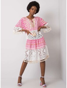 Fashionhunters Pink dress with lace