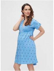 Modra perforirana porodniška obleka Mama.licious Dinna - ženske