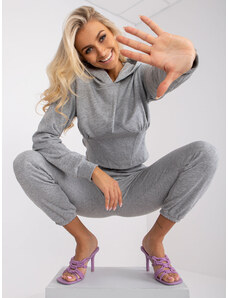 Fashionhunters Grey Neele Cotton Melange Sweatshirt Set