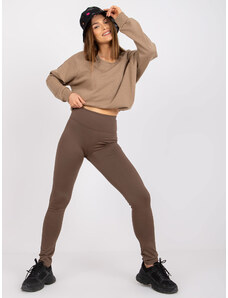 Fashionhunters Basic brown smooth leggings for everyday wear