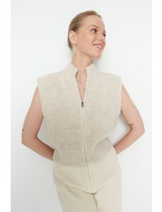Trendyol Stone Crop Zipper Osnovni pulover za pletenine