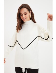 Trendyol Ecru Stripe Pile Podroben pulover za pletenine
